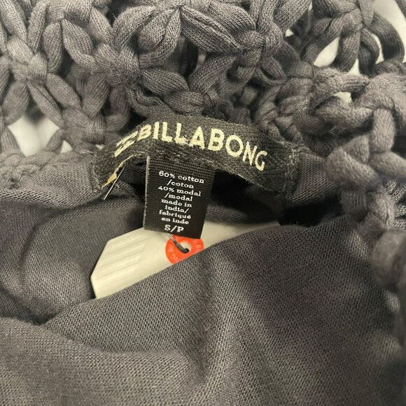 BillaBong Womens Mini Shift Dress Sleeveless Crochet Neck Gray Size Small New - Picture 8 of 9
